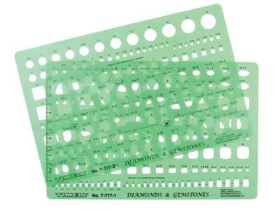 Set Di 2 Modelli Per La Progettazione E Il Disegno Di Pietre E Diamanti, 278 Forme E Dimensioni Da 0,50 A - Immagine Standard - 1