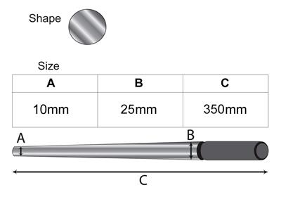 Utensile Di Forgiatura In Acciaio Temprato, Rotondo, Diametro Da 25 A 10 Mm, Lunghezza 35 Cm - Immagine Standard - 3