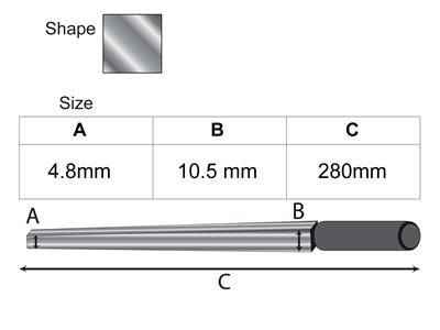 Triboulet Forgiato In Acciaio Temprato, Ago Quadro, Lato Da 10 A 2,5 Mm, Lunghezza 20 Cm - Immagine Standard - 3