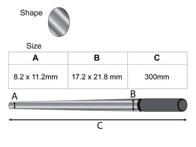 Utensile Di Forgiatura In Acciaio Temprato, Ovale, Da 21,8 X 17,2 MM A 11,2 X 8,2 Mm, Lunghezza 30 Cm - Immagine Standard - 2