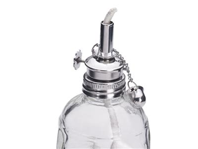 Lampada Ad Alcool In Vetro Da 100 Ml, Con Stoppino Fine E Tappo In Acciaio Inox - Immagine Standard - 2