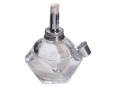 Lampada Ad Alcool In Vetro Da 100 Ml Con Stoppino Grande E Tappo In Acciaio Inox - Immagine Standard - 1