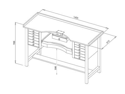 Panca Da Gioielliere Superiore Durston A 1 Posto E 12 Cassetti - Immagine Standard - 5