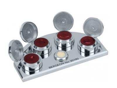 Oliatore In Ottone Cromato Lucido Con 4 Vaschette Di Rubino, Bergeon - Immagine Standard - 1