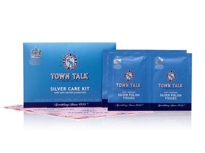 Kit Per La Pulizia Dellargento, Pannino Impregnato E 4 Piccoli Panni Umidi, Town Talk