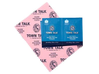 Kit Per La Pulizia Dell'argento, Pannino Impregnato E 4 Piccoli Panni Umidi, Town Talk - Immagine Standard - 2