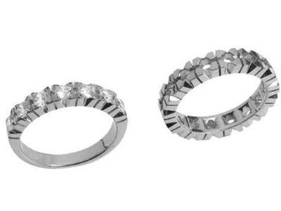 Anello Nuziale Incastonato Con 4 Griffe 1 Fila, Oro Bianco 18k Pd 13,5. Rif. 304 - Immagine Standard - 3