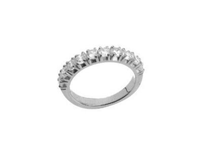 Fede Nuziale Incastonata Con 4 Griffe 1 Fila, Oro Grigio 18k Pd 13,5. Rif. 330 - Immagine Standard - 2