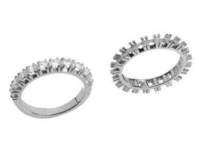 Fede Nuziale Incastonata Con 4 Griffe 1 Fila, Oro Grigio 18k Pd 13,5. Rif. 330 - Immagine Standard - 3