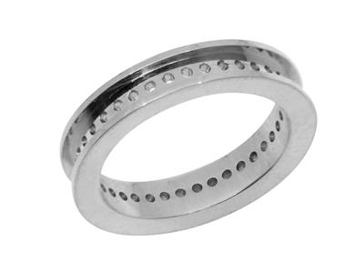 Fede Nuziale Incastonatura A Binario Per Taglio Baguette, Oro Bianco 18k Pd 13,5. Rif. 340 - Immagine Standard - 1