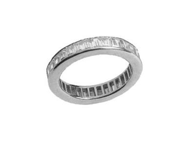 Fede Nuziale Incastonatura A Binario Per Taglio Baguette, Oro Bianco 18k Pd 13,5. Rif. 340 - Immagine Standard - 3