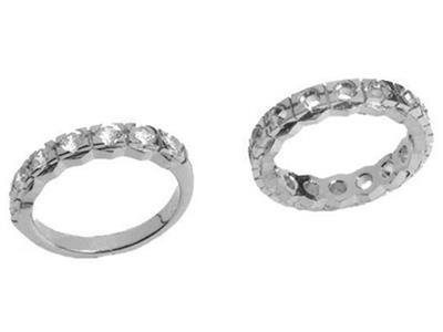 Anello Incastonato 4 Griffe Larghi 1 Rango, Oro Bianco 18k Peso 13,5. Rif. 350 - Immagine Standard - 3
