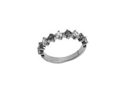 Anello Nuziale Incastonato Con 4 Griffe 1 Fila, Oro Bianco 18k Pd 13,5. Rif. 365 - Immagine Standard - 2