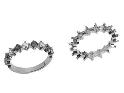 Anello Nuziale Incastonato Con 4 Griffe 1 Fila, Oro Bianco 18k Pd 13,5. Rif. 365 - Immagine Standard - 3