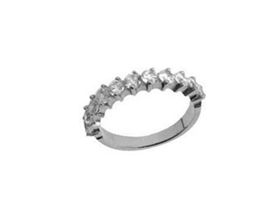 Fede Nuziale Con Incastonatura Con Griffe Sfalsate 1 Fila, Oro Bianco 18k Peso 13,5. Rif. 391 - Immagine Standard - 2