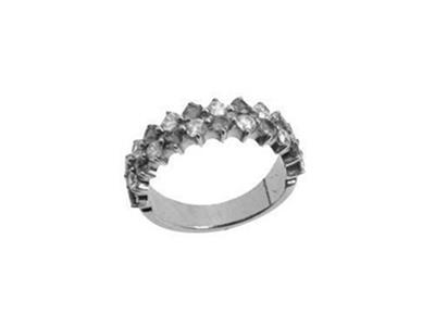 Anello Nuziale Con Molteplici Griffe Allineate Su 2 File, Oro Bianco 18 Carati Pd 13,5. Rif. 392 - Immagine Standard - 2