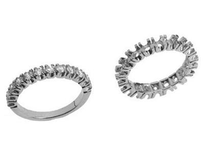 Anello Nuziale Incastonato 4 Griffe1 Fila, Oro Grigio 18k Pd 13,5. Ri F. 420 - Immagine Standard - 3