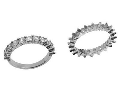 Anello Incastonato 2 Griffe 1 Fila,oro Bianco 18k Pd 13,5. Rif. 440/5 037 - Immagine Standard - 3