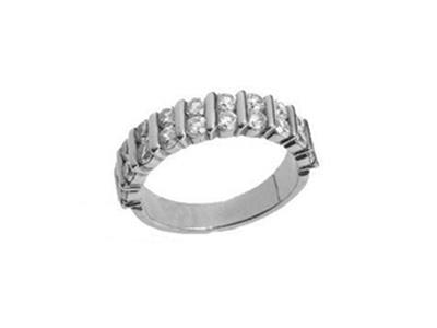Anello Nuziale Con Impostazione A Barra Completa A 2 File, Oro Grigio 18 Carati Peso 13,5. Rif. 452 - Immagine Standard - 2