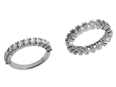 Fede Nuziale Con 4 Griffe 1 Fila, Oro Grigio 18k Pd 13,5. Rif. 525 - Immagine Standard - 2