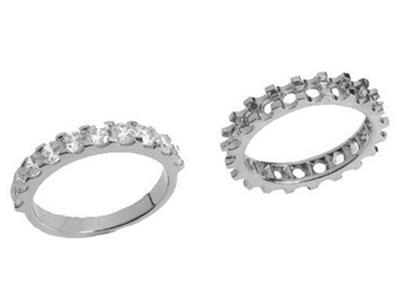 Fede Nuziale Incastonata Con Griffein Oro Grigio 18 Kt Pd 13,5. Rif. 530 - Immagine Standard - 3