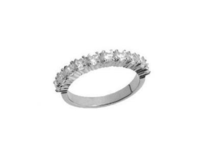 Fede Nuziale Con Incastonatura A Griffe In Oro Bianco 18 Kt Pd 13,5. Rif. 580 - Immagine Standard - 2