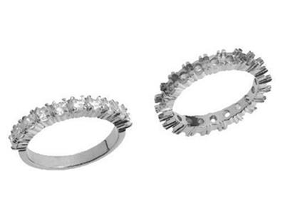 Fede Nuziale Con Incastonatura A Griffe In Oro Bianco 18 Kt Pd 13,5. Rif. 580 - Immagine Standard - 3