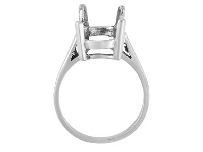 Anello Con 4 Griffe Per Pietra Ovale 14 X 10 Mm, Oro Grigio 800 Ref. 15371 - Immagine Standard - 1