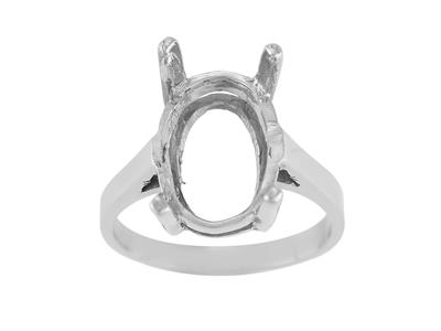 Anello Con 4 Griffe Per Pietra Ovale 14 X 10 Mm, Oro Grigio 800 Ref. 15371 - Immagine Standard - 2