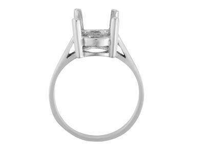 Anello Con 4 Griffe Per Pietra Ovale 12 X 10 Mm, Oro Grigio 800 Ref. 15370
