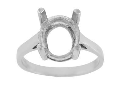 Anello Con 4 Griffe Per Pietra Ovale 12 X 10 Mm, Oro Grigio 800 Ref. 15370 - Immagine Standard - 2
