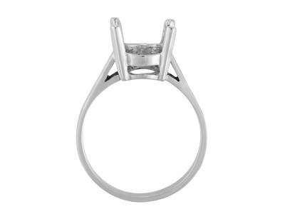 Anello Con 4 Griffe Per Pietra Ovale 11 X 9 Mm, Oro Grigio 800 Ref. 15369