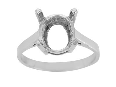Anello Con 4 Griffe Per Pietra Ovale 11 X 9 Mm, Oro Grigio 800 Ref. 15369 - Immagine Standard - 2