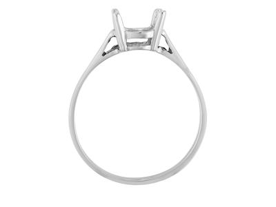 Anello Con 4 Griffe Per Pietra Ovale 9 X 7 Mm, Oro Bianco 800 Ref.15367