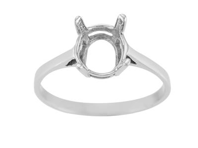Anello Con 4 Griffe Per Pietra Ovale 9 X 7 Mm, Oro Bianco 800 Ref.15367 - Immagine Standard - 2