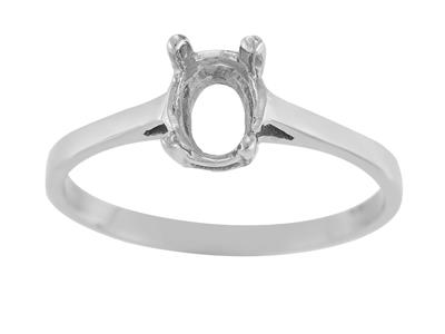 Anello Con 4 Griffe Per Pietra Ovale 7 X 5 Mm, Oro Bianco 800 Ref.15366 - Immagine Standard - 2
