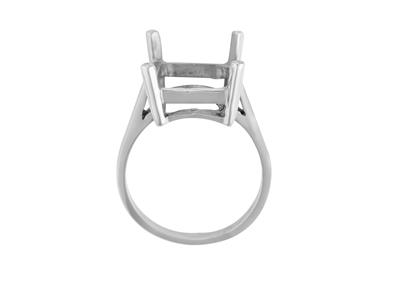 Anello Con 4 Griffe Per Pietra Rettangolare 16 X 12 Mm, Oro Bianco 800ref. 15382