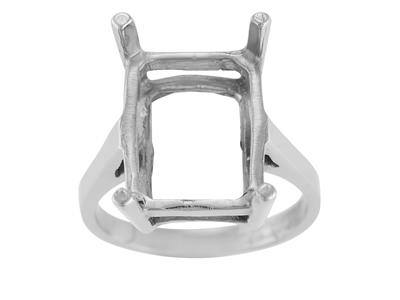 Anello Con 4 Griffe Per Pietra Rettangolare 16 X 12 Mm, Oro Bianco 800ref. 15382 - Immagine Standard - 2