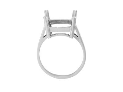 Anello Con 4 Griffe Per Pietra Rettangolare 14 X 12 Mm, Oro Bianco 800ref. 15381