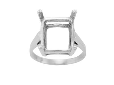 Anello Con 4 Griffe Per Pietra Rettangolare 14 X 12 Mm, Oro Bianco 800ref. 15381 - Immagine Standard - 2