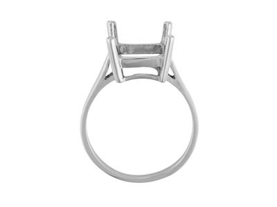 Anello Con 4 Griffe Per Pietra Rettangolare 12 X 10 Mm, Oro Grigio 800ref. 15379