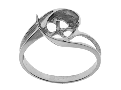 Anello Per Perle Da 9 A 10 Mm, Oro Bianco Rodiato 18 Carati