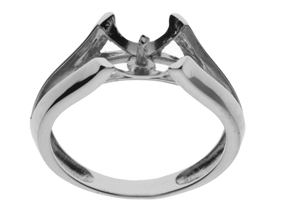 Anello Per Perla Da 8 A 9 Mm, Oro Bianco 18 Carati Rodiato. Rif. Bg167 - Immagine Standard - 1