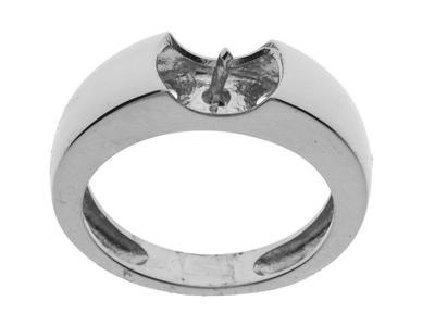 Anello Per Perla Da 9 Mm, Oro Bianco 18 Carati Rodiato. Rif. Bg230 - Immagine Standard - 1
