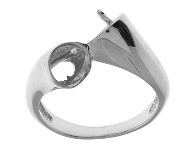 Anello Duo Per 2 Perle Da 8 A 9 Mm, Oro Bianco Rodiato 18 Carati Rif. 241