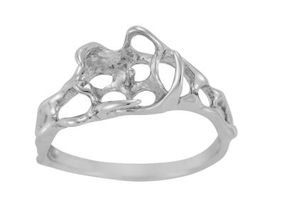 Anello Per Perla Da 10 Mm, Oro Bianco 18 Carati. Rif. Bg160 - Immagine Standard - 2