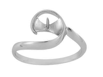 Anello Per Perla Da 7 A 9 Mm, Oro Bianco 18 Carati. Rif. Bg51 - Immagine Standard - 2