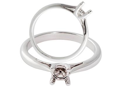 Solitario 4 Griffe Incrociate Per Pietre Da 6 Mm, Oro Bianco 18k, Dito53. Rif. 3420 - Immagine Standard - 3