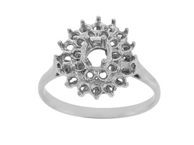 Anello Entourage, Pietra Centrale Ovale 4,5 X 3,5 Mm, Oro Bianco 18 Carati. Rif. 16635 - Immagine Standard - 2