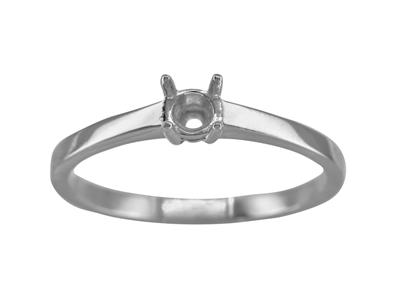 Solitario 4 Griffe Per Pietra Da 4,20 Mm, Corpo Piatto, Oro Bianco 18 Carati Pd, Dito 71 - Immagine Standard - 1